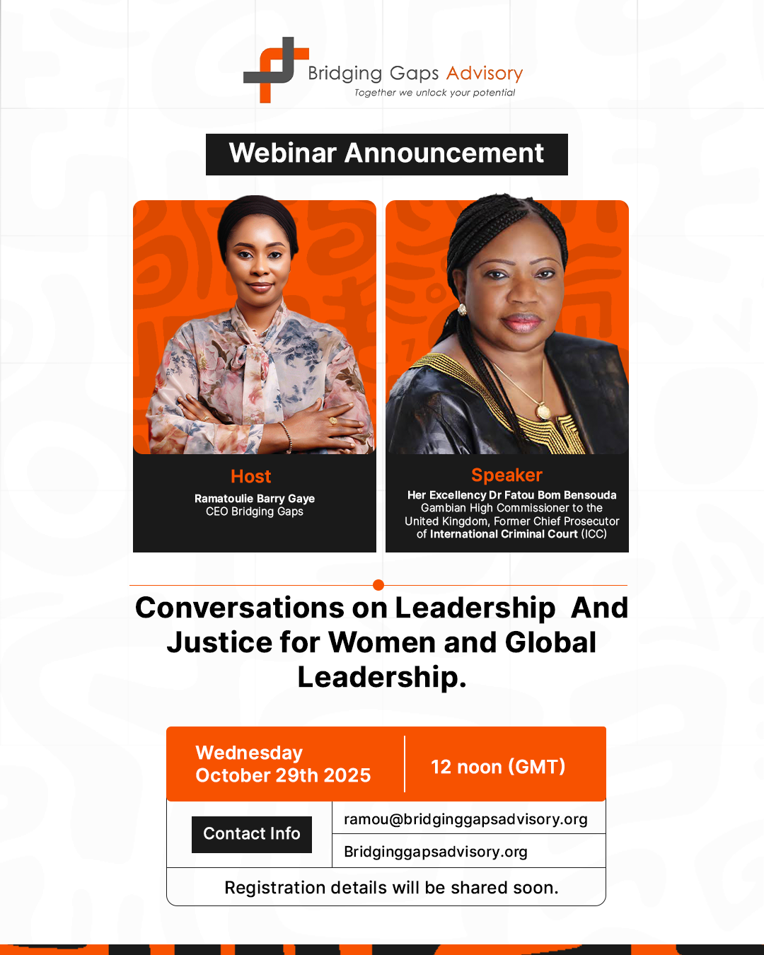 Conversations on Leadership  and Justice for Women and Global Leadership